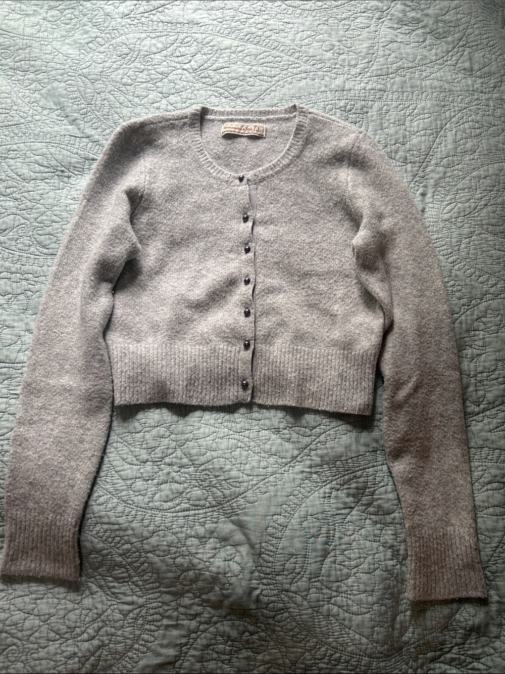 Abercrombie & Fitch Light Gray Cropped Button Cardigan S